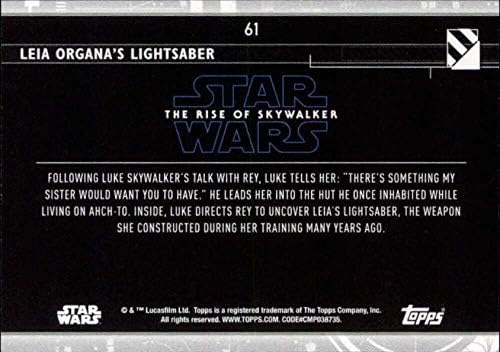 2020 TOPPS Star Wars The Rise of Skywalker Série 2 Azul #61 Leia OrgA's Lightsabre Luke Skywalker, Rey Trading Card