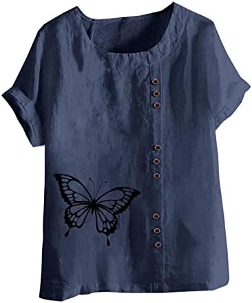 2023 Camisetas de Entrenamiento Mujer BLUSA manga corta cuello redondo camiseta holgada lino y algodón camiseta