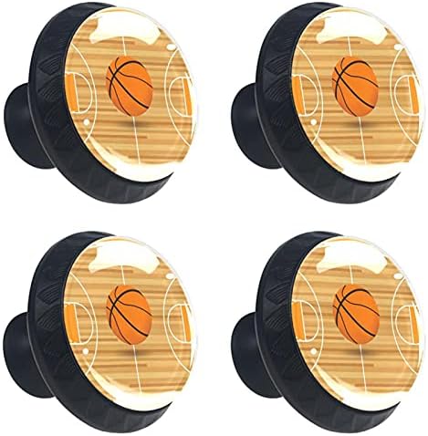 Tyuhaw Round gaveta Puxa Handle Printing de basquete interno com parafusos para armários de cômodas de casa Porta de cozinha gaveta da mesa de mesa banheiro 4pcs