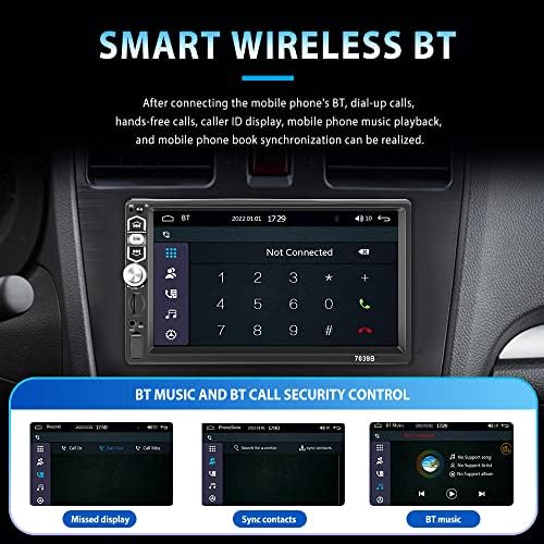 Estéreo de carro DIN único com Apple CarPlay e Android Auto, Radio de carro de tela de toque de 7 polegadas