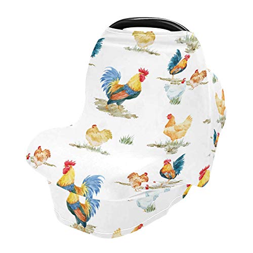Yyzzh aquarela galo de galinha galinha rústica retro fazenda padrão animal estressante capa de assento