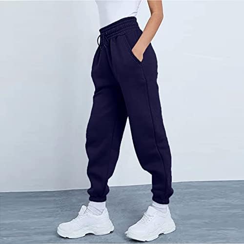 Calçam as mulheres com calça de moletom com bolsos de cintura alta esportiva de ginástica atlética calças