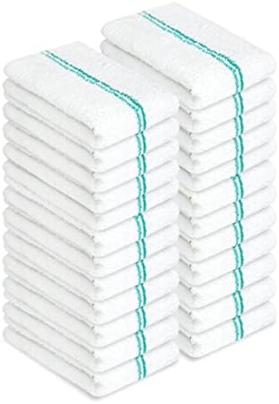 Toalhas de barra branca clinzee com pacote de listras verdes de 24 a 16x19 polegadas algodão toalhas