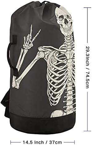 Bolsa de lavanderia de esqueleto humano com alças de ombro de lavanderia Backpack Bolsa Fechamento de Custring Durnato Handper para lavander