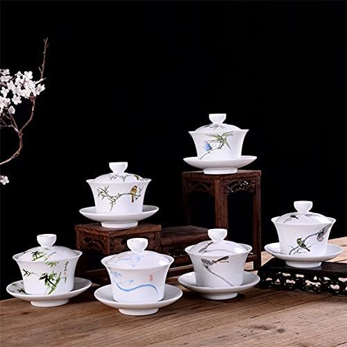 Dodouna White Porcelain Teacup Creative Tureen Ceramic Tea Bowl com capa Gong Fu Travel Kettle Drink