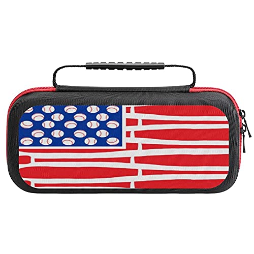 Caixa de armazenamento de bandeira e beisebol americana para console de jogos e acessórios, viajando bolsa