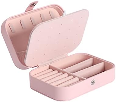 Caixa de jóias multicamadas GOLEDU, caixa de armazenamento portátil de deslocamento de flip de flip para anéis colares de brigos de pulseiras de pulseiras, presente de aniversário para meninas rosa.