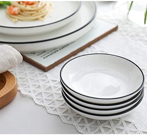 Kizqyn Salad Bowl Bowl European Home Ceramic Dinnerwarware Placas Placas simples Bordas pretas