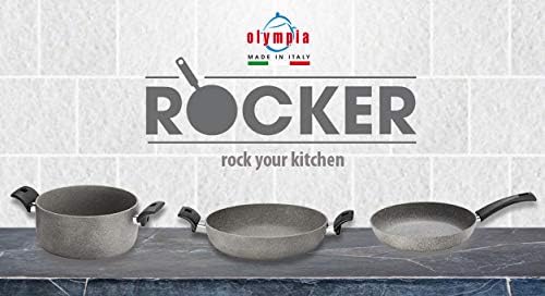 Olympia Rocker Round Round Non-Stick PFOA sem fundido CASSEOOL PAN com 2 alças laterais, feitas na Itália