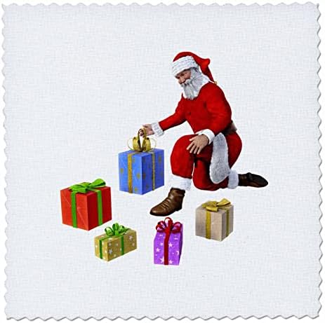 3drose Boehm Graphics Holiday Christmas - Papai Noel com presentes - Quilt Squares