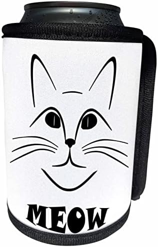 3drosrose fofo gato rosto preto linha de arte meow citação - lata mais fria garrafa