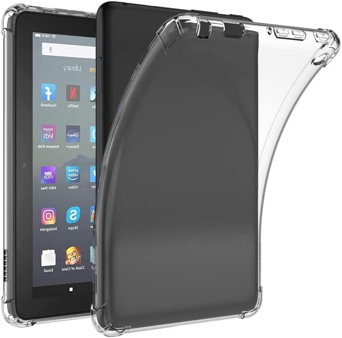 Caixa para o Kindle Fire 7, Fire 7 Caixa de comprimido TPU, cantos grossos, tampa traseira flexível e transparente leve, transparente, transparente