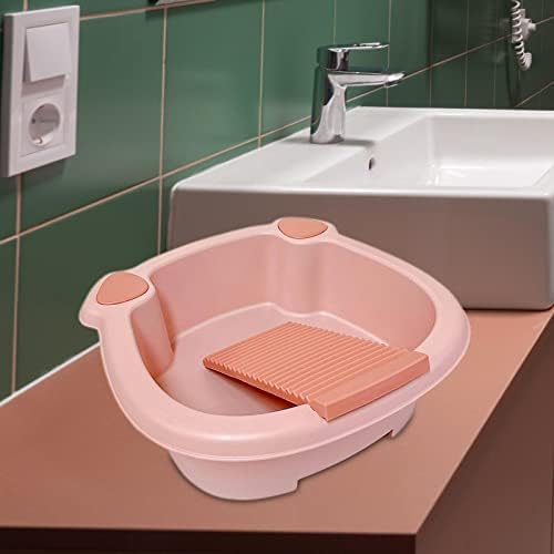 Bacia genérica de lavagem da caixa de lavagem, balde de lavagem de roupas à mão, lavagem com tábua de lavar roupa de lavagem, rosa