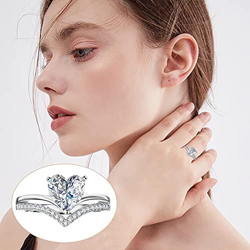 Coração branco 5-11wom shinestone ouro, jóias de jóias prateadas tamanhos de anel de mulheres anéis de