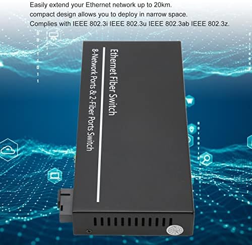 Conversor de mídia de fibra Topincn, metade completa Duplex 9 portas Indicador LED Indicador Ethernet Switch para família