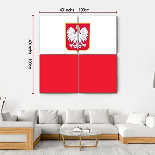 Ergo Plus República da Polônia Arte da parede de bandeira impressionante Pintura esticada pronta para pendurar para decoração de casa - Perfeita para a parede da galeria da sala de estar
