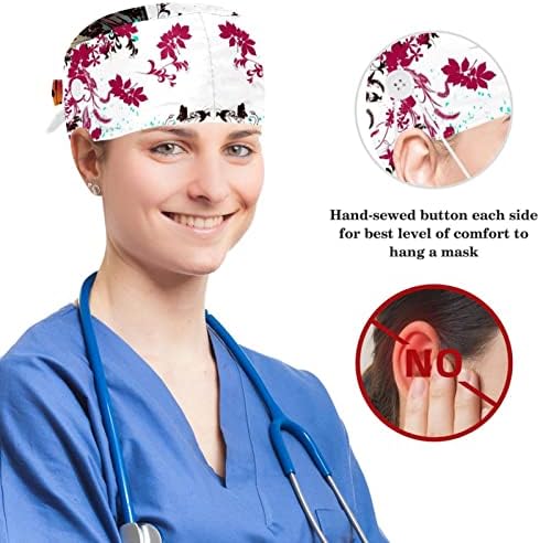 Caps médicos Capinho de trabalho ajustável com botões e cabelos arco racios