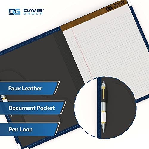 Portfólio de notebooks executivos, padfolio de couro falso VIP para mulheres e homens, inclui um bloco de redação de 8,5 por 11 polegadas, azul