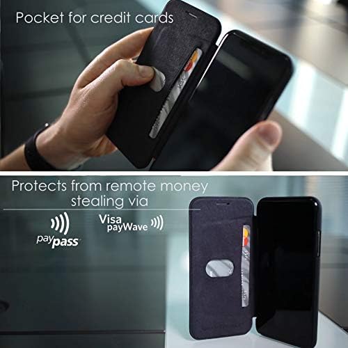 Ondas protegem o bloqueio de EMF para iPhone XS Max Case - Premium Magnetic Leather Flip Wallet