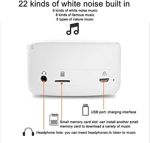 Máquina de ruído branco, com 22 sons calmantes, volume ajustável de tempo inteligente, carregamento