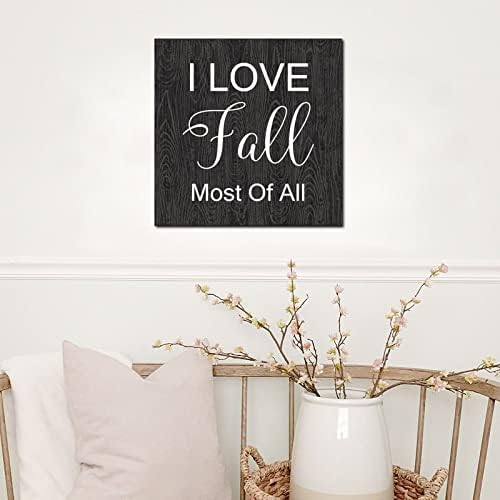 Placa de madeira com dizendo que eu amo cair acima de tudo rústico decoração de casa signo de encorajamento