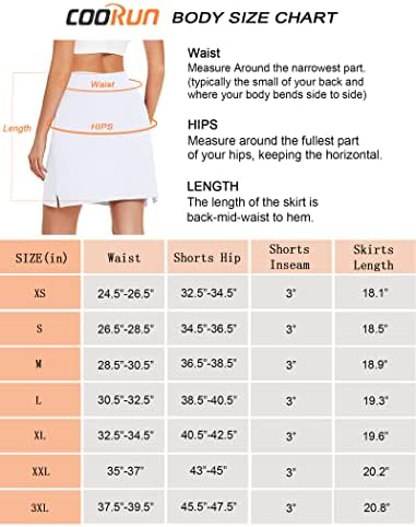 Saias atléticas de skorts femininos de coorun com bolsos de joelho de joelho short short saia casual para treino de tênis de golfe