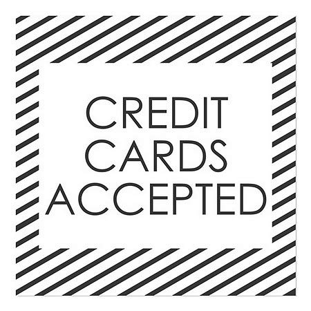 CGSignLab | Cartões de crédito aceitos -Stripes White Janela se apegando | 24 x24