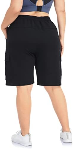 Zerdocococean feminino de tamanho grande sworts de suor ativo treino de verão caminhando shorts atléticos com bolsos
