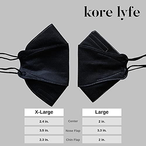 [25 PCS] KF94 Face Mask - Black - [Feito na Coréia] - Em 5 PCS Pacote reclosável - Qualidade premium respirável