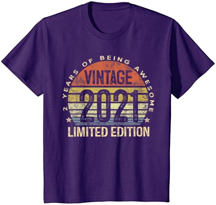 Crianças Vintage 2021 Edição Limitada de 2 anos Presentes de 2º aniversário T-shirt