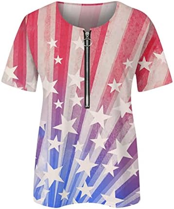 Camisas de verão para mulheres 2023 4 de julho American Flag Blush Tunic Blouse Loose-deco