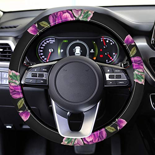 Floral Rose Pattern Background Cappo de direção de carro personalizado, adequado para a absorção geral de não deslizamento e suor