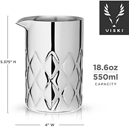 Viski Cocktail Mixing Glass 18,6 oz de paredes duplas aço inoxidável desenho de arremessador de