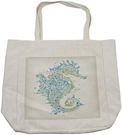 Bolsa de compras de Ambesonne Seahorse, criatura de animais marítimos em uma ilustração criativa
