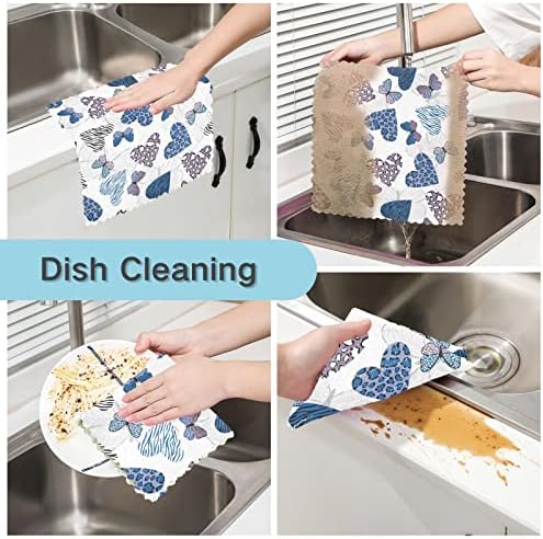 Cataku Zebra Leopard Hearts Cozinha panos para lavar louça de pano de limpeza reutilizável Toalhas de pano de microfibra panos de panos para cozinha, 6 pacote