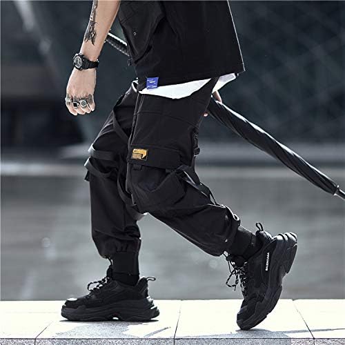 Mokewen masculino masculino, calça de carga casual de tornozelo de roupas de tecnologia urbana com bolsos corredores