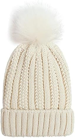 Para as mulheres tricotaram chapéus de boné quente com faux pom knit winter womens hat baseball