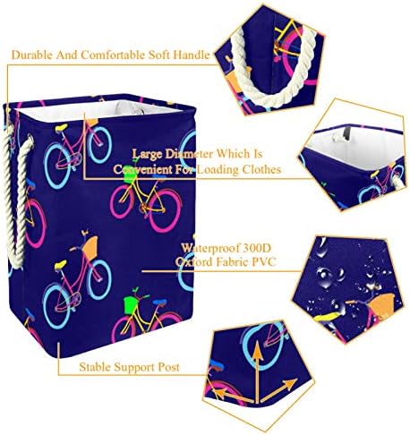 Deyya Bicicleta Bicycle Pattern Laundry Bestkets dificultam altos e resistentes para crianças adultas meninos adolescentes meninas em quartos Banheiro 19.3x11.8x15.9 em/49x30x40.5 cm