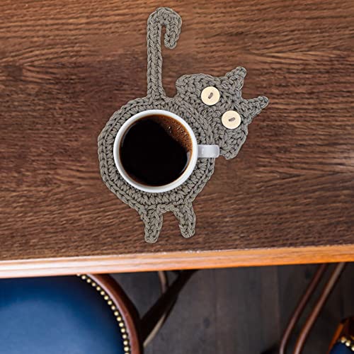 Coasters de bunda de gato, montanhas -russas para bebidas decoração em casa decoração personalizada coantagem de crochê fofa gato de crochê de crochê.