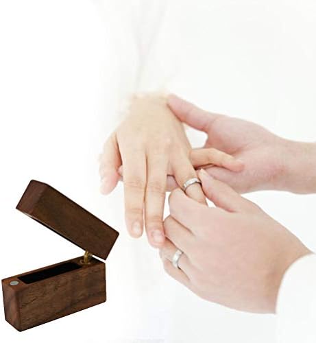 Caixa de anel de noivado aulufft proposta de madeira da caixa de casamento coayeah square walnut jóias