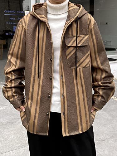 Jaquetas de jaqueta masculinas XinBalove para homens Men listrado Pocket Pocketstring Capeled Casated