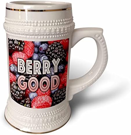 Imagem 3drose de palavras Berry Bom em Berry Background - 22oz Stein caneca