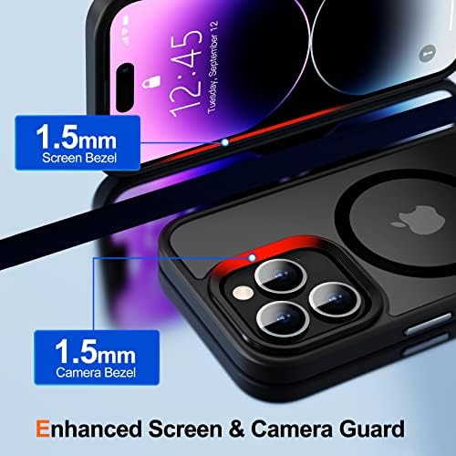 Mozoter [6 em 1 magnético para iPhone 14 Pro Max Case [Compatível com MagSafe] [Protetor de tela de vidro