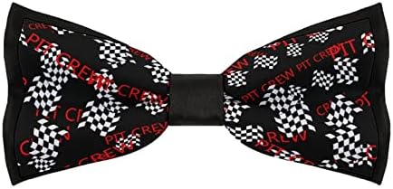 Racing Car Pit Crew bandeira quadriculada Menção Impressa Mens Bow Bow PRETIED Ajusta Presente de gravata de gravata borboleta
