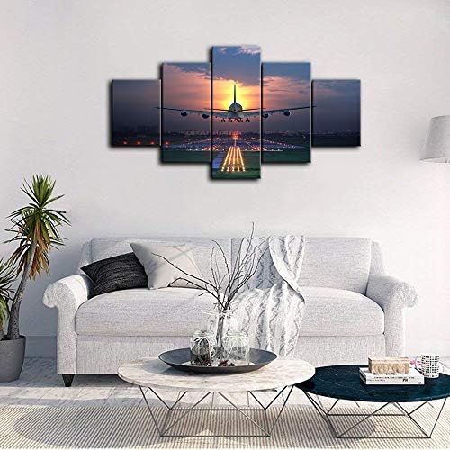 Sunset Airplane Lawn Airport Poster Poster Art Pintura de Wall Airplane Pictures Canvas HD Impresso 5