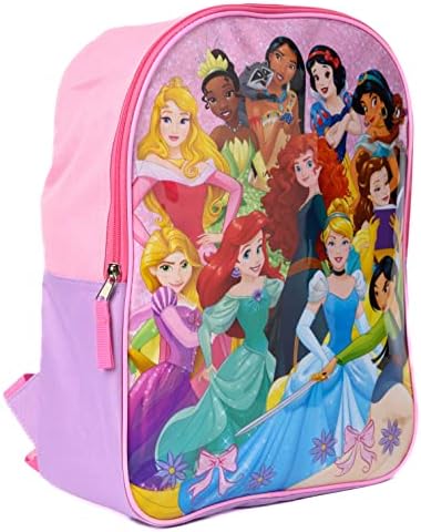 Disney 15 Backpack Girls Princesa Belle Ariel Jasmine Tiana Mulan Rapunzel Pink