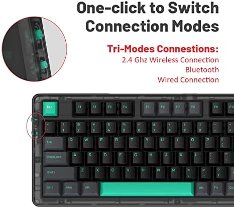 Yunzii qeekestudio CR960 96-Key Wireless Hot Swappable Mechanical Gaming Keyboard com botão, PBT duplo tiro de keycaps