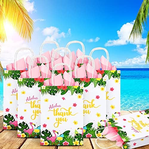 24 PCs Bolsas de presente havaianas ALOHA Favor Favory Bags Tropical Gift Bags Luau Goodie Bags