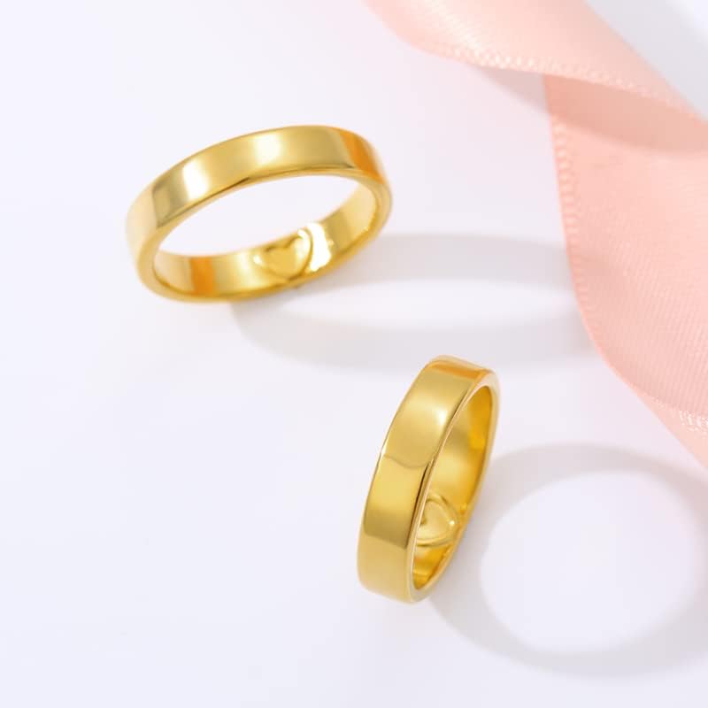 Longliter Women and Man Rings em forma de coração escultura simples redonda de jóias rosa de ouro rosa, melhor noivado de casamento - plating plating - 9