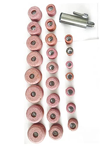 Rodas de moagem rosa de sede da válvula Sioux Conjunto de 24 PCs com lixo de acionamento por porta -estrela de pedra 11/16 80 Grit Medium